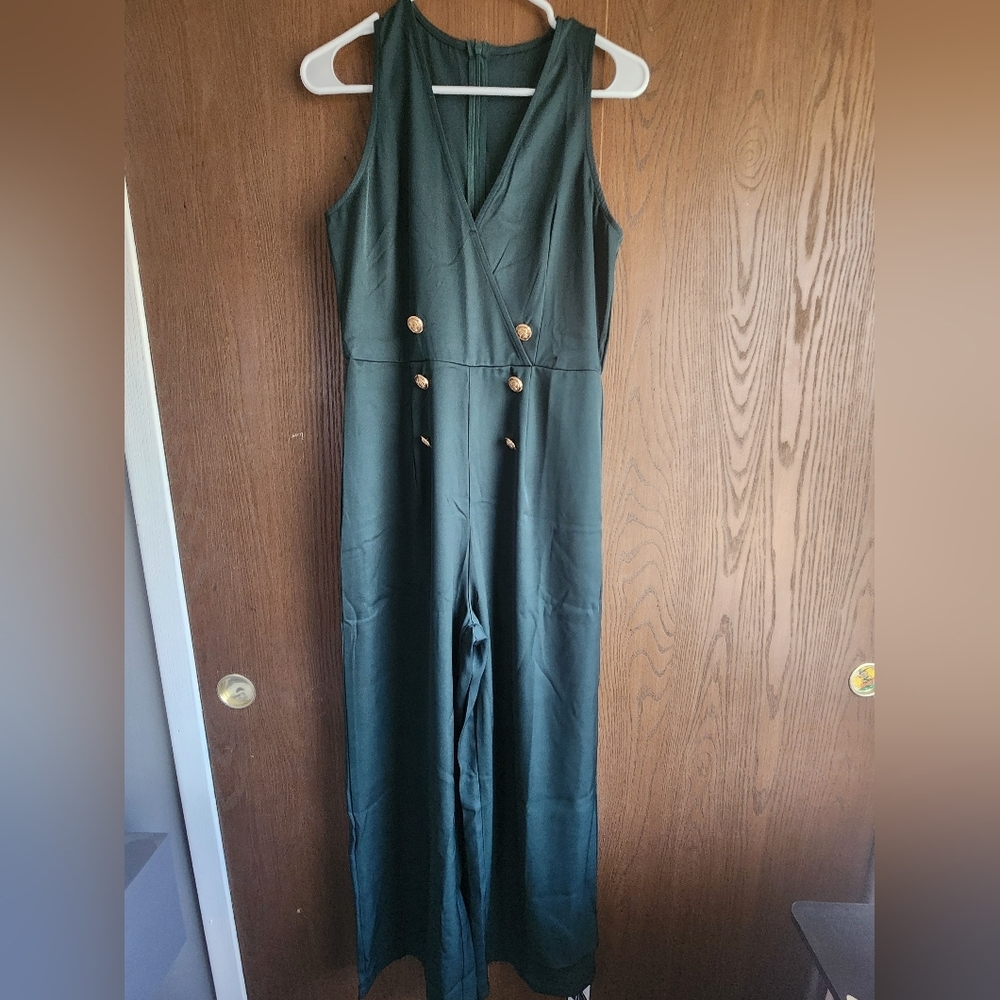 Retro Stage Elegant Green Jumpsuit